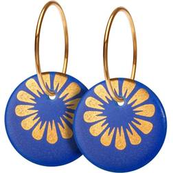 Scherning Bloom Royal Blue Forgyldt Sølv Øreringe med Håndlavet Porcelæn