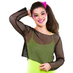 Smiffys Wicked costumes 80's black long sleeved fishnet top