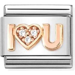 Nomination Classic Composable Romance Cz I Heart You Charm - Rose Gold