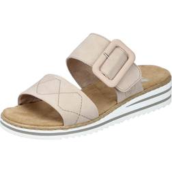 Rieker v0694-62 ladies buckle smart casual slip on summer sandals mules beige