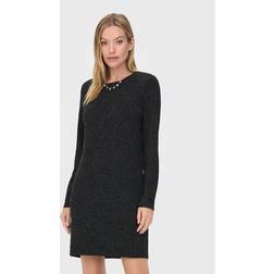 Only Onlrica Life L/S O-Neck Dress KNT Noos Mini - Black