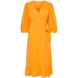 Only Omlottklänning onlOlivia 3/4 Wrap Midi Dress Wvn Orange