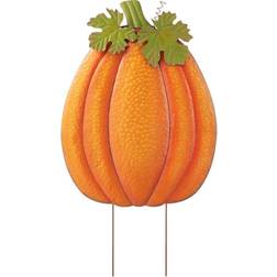 GlitzHome 37.75 H Fall Metal Embossed Glitter Pumpkin Yard Stake