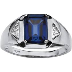 PalmBeach Jewelry Men Emerald-Cut Genuine Mystic Fire Topaz or Created Blue Sapphire Ring in 18k Gold- Plated Sterling Silver