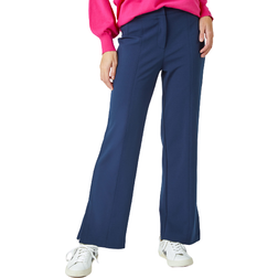 Roman Side Split Detail Straight Trousers - Navy