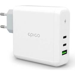 Epico Vægoplader PD 100W GaN m. 2 x USB-C & 1 x USB-A Hvid