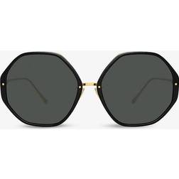 Linda Farrow Gold Alona Hexagonal-frame Acetate