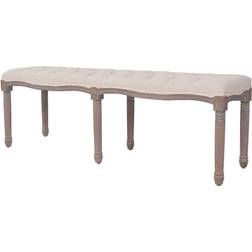 vidaXL Solid Wood Linen Cream Settee Bench