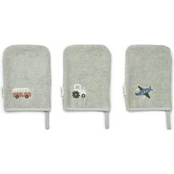 Liewood 3-Pack Francisco Washcloth, 1036 Vehicles/dove Blue