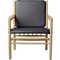 FDB Møbler J147 Fåtölj Oak Nature Lacquered-Black Leather Köksstol