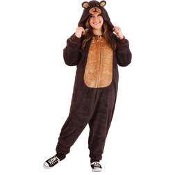 Plus Brown Bear Adult Onesie Costume Plus Animal Costumes Brown 1X