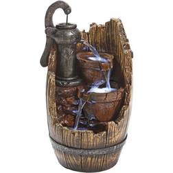 Design Toscano Farm Cistern Barrel Illuminated Garden Fountain