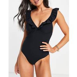 Accessorize ruffle shaping swimsuit in black14