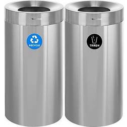 Dual-Stream Trash/Recycling Station, 54-Gallon, Stainless Steel ALP475-27-R-T