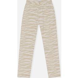 Ganni Swigy Zebra-Print Denim Straight-Leg Jeans