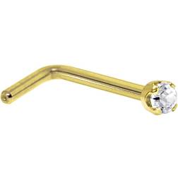 Body Candy Solid 14k Yellow Gold 2mm Cubic Zirconia Shaped Nose Ring Gauge 1/4