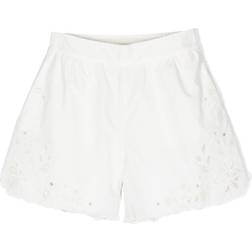 Chloé Girls Ivory Cotton Cutwork Shorts Ivory year