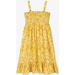 Versace Kids White & Yellow Barocco Dress 5W050 Bianco Oro 12Y