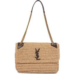 Saint Laurent Medium Niki Raffia Shoulder Bag Natural 01