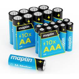 Maplin extra long life high performance alkaline batteries 10x aa 10x aaa