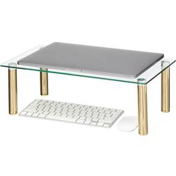 mDesign Large Flat Platform Riser Shelf for Laptop Computer or Tv Soft brass/clear