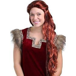 Women's red viking wig