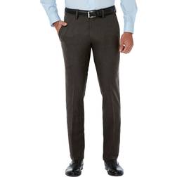 Haggar Men's Cool Pro Slim Fit Flat Front Casual Pant, Dark Grey Heath, 32Wx34L