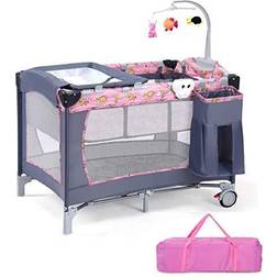 Costway Foldable 2 Color Baby Crib Playpen Playard