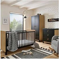 CuddleCo Rafi 3 Piece Nursery Furniture Set Oak and Black