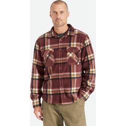 Brixton Bowery L/s Arctic Stretch Flee Mahogany Plaid