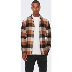 Only & Sons – Brunrutig skjorta-Vit/a