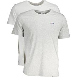 Fila Herr Brod Te/Double Pack T-shirt, Ljus White-Light Grey Melange, 5XL, Ljusgrå melerad