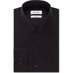 Calvin Klein $75 men's regular-fit black herringbone dress shirt 17