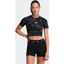 adidas W Techfit Print Crop Tee Damen T-Shirt Anthrazit