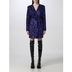 ROTATE Birger Christensen Sequin Wideshoulder Wrap Dress Kvinde Kjoler hos Magasin Blue Iris