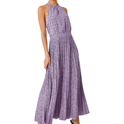 Roman Animal Print Halter Neck Maxi Dress - Lilac