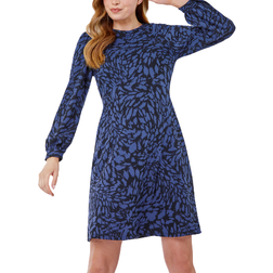 Roman Animal Print Jacquard Dress - Midnight Blue