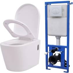 vidaXL Toilette murale avec réservoir caché Céramique Blanc