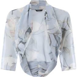 Roman Floral Print Chiffon Bolero - Light Grey