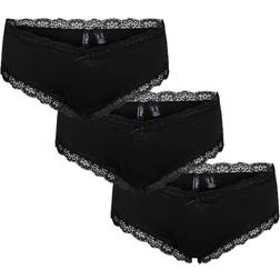 Pieces LOW CUT DAME HIPSTER 3-PACK PCNOLA Black