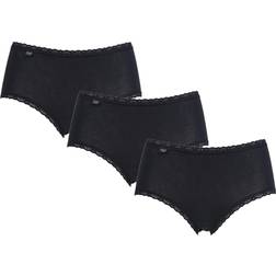 Sloggi Cotton Lace Midi Briefs - Black