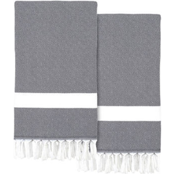 Authentic Hotel and Spa Textiles Turkish Cotton Diamond Pestemal Collection, 2 Bath Towel Gray