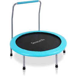 SereneLife 3' Foldable Round Fitness Trampoline w/ Handlebar in Black Wayfair Black