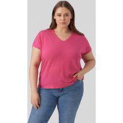 Vero Moda Curve V-ringning T-shirt Pink yarrow XL-52/54