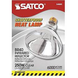 Satco S4885 120V 250 Watt R40 Medium Base Shatterproof Heat Lamp Clea