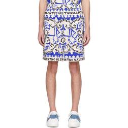 Valentino MINI BANDANA PRINT COTTON BERMUDA SHORTS BLUE/IVORY/NAVY