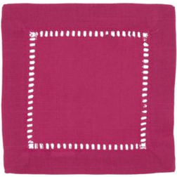 Saro Lifestyle 6313.FU6S 6 Classic Hemstitch Border Cocktail Cloth Napkin Pink