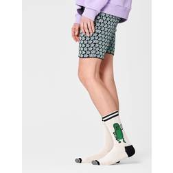 Happy Socks Beige Pickles Crew Sock - White/Black/Green