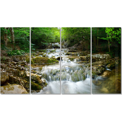 Design Art 'Natural Spring Waterfall' Landscape Photo Metal Green Wall Decor