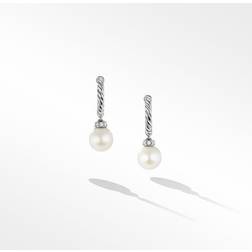 David Yurman Sterling Silver Pearl Cultured Freshwater Pearl & Diamond Solari Drop Earrings White/Silver